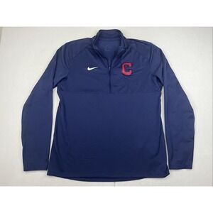 Cleveland Indians 1/4 Zip Pullover Mens L Nike Element Running Sweatshirt Blue